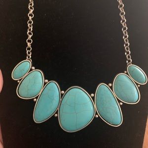 Large silver and turquoise necklace